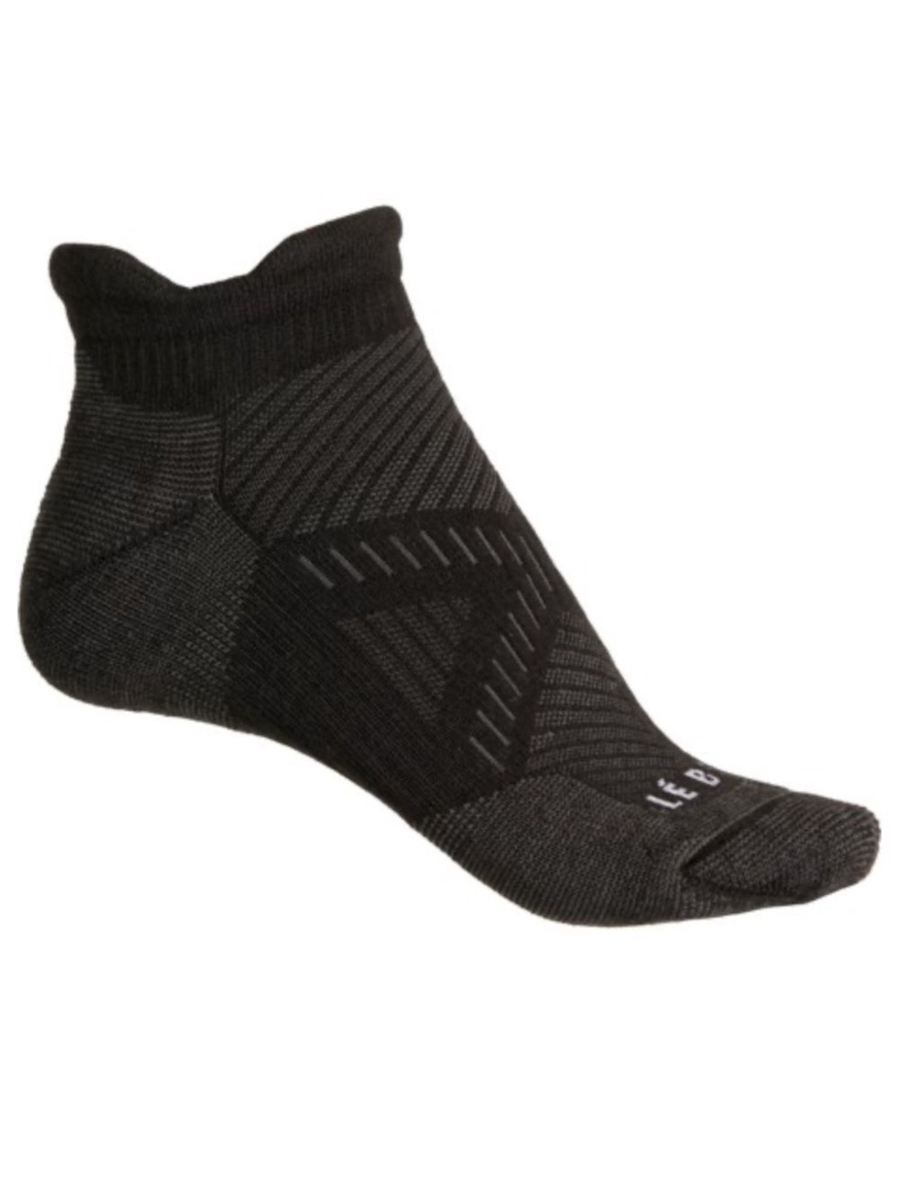 Le Bent Unisex Heather Black Targeted Cushion Micro Tab Below Ankle Run Socks